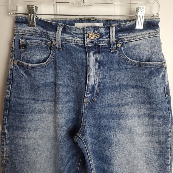 Kancan Ankle Crop Jeans Womens 7 27 Raw Hem Medium Wash Midrise Classic Stretch - Picture 12 of 12